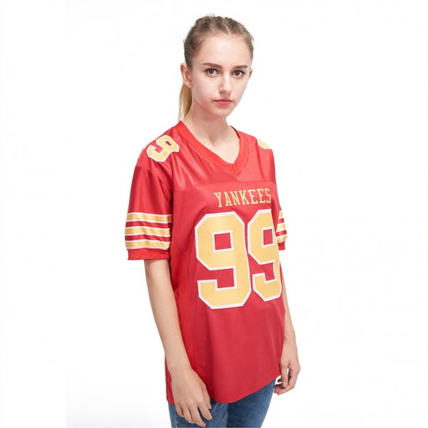 Women's Custom Red Gold-White Mesh Authentic Football Jersey