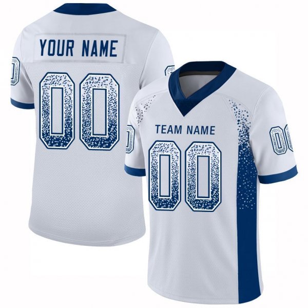 Youth Custom White Royal Mesh Drift Fashion Football Jersey