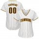 Women's Custom White Brown Pinstripe Brown-Gold Baseball Jersey