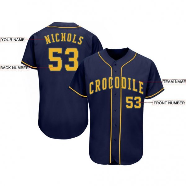 Women's Custom Navy Gold Baseball Jersey