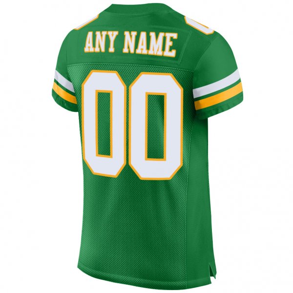 Preschool Custom Kelly Green White-Gold Mesh Authentic Football Jersey