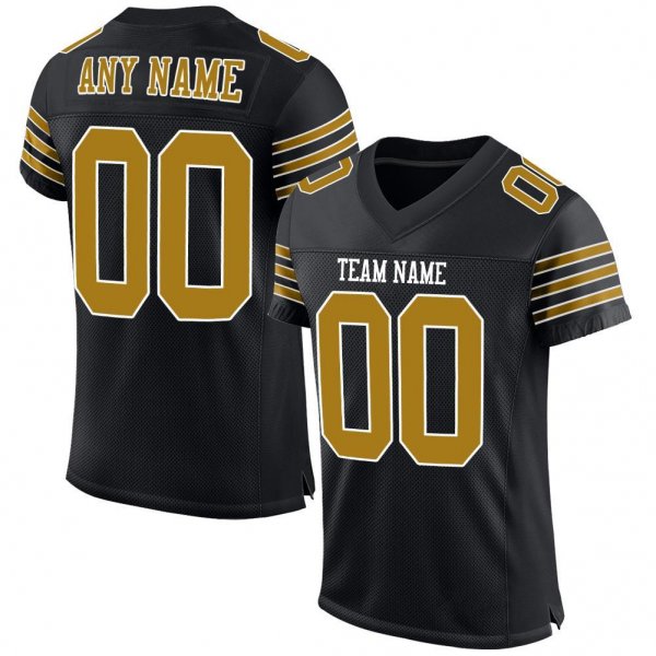 Women's Custom Black Old Gold-White Mesh Authentic Football Jersey