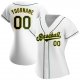 Women's Custom White Green-Gold Authentic Baseball Jersey