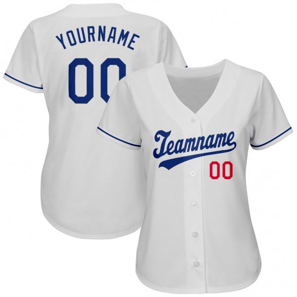 Kid's Custom White Royal-Red Authentic Baseball Jersey