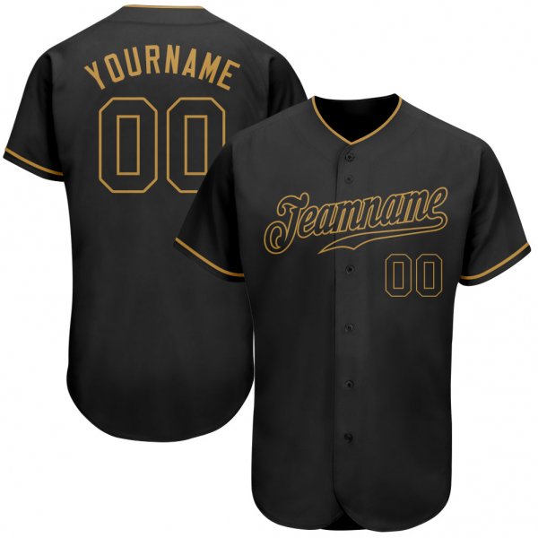 Women's Custom Black Black-Old Gold Authentic Baseball Jersey