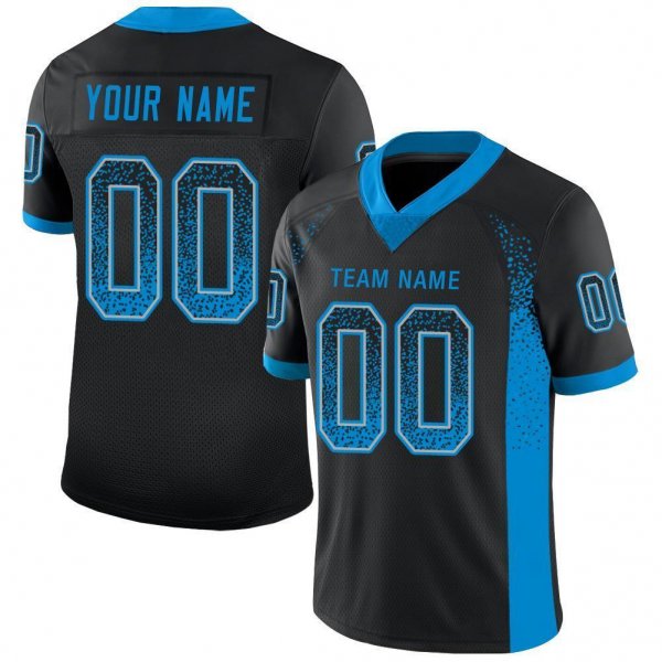 Women's Custom Black Panther Blue-Gray Mesh Drift Fashion Football Jersey